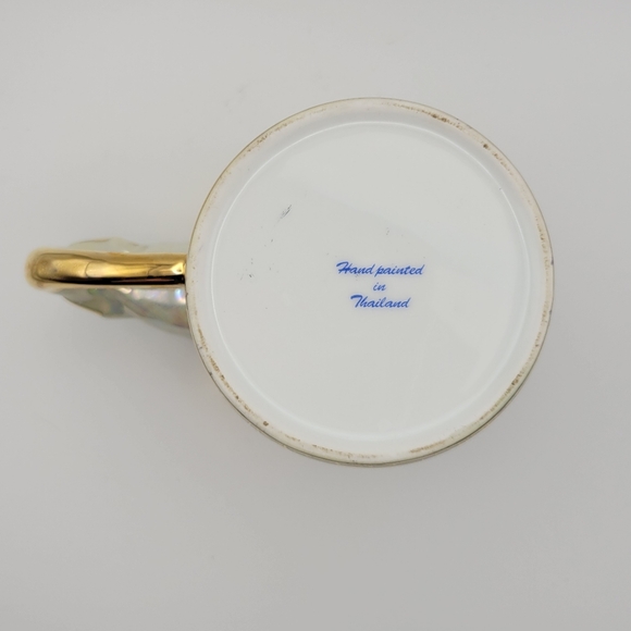 Vintage Benjarong Porcelain Tea Coffee Cup Elephant Handle Gold Gild Trim - Picture 10 of 11